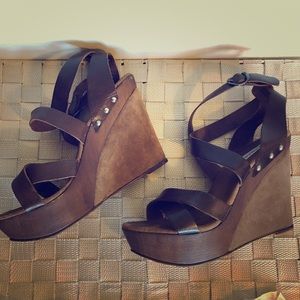 Steve Madden Leather Strappy Wedges